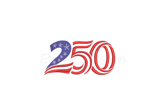 America Flag 250 Years Embroidery