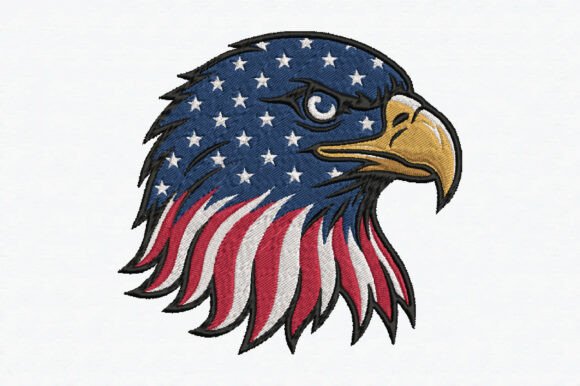 American Eagle Flag Stylized Embroidery