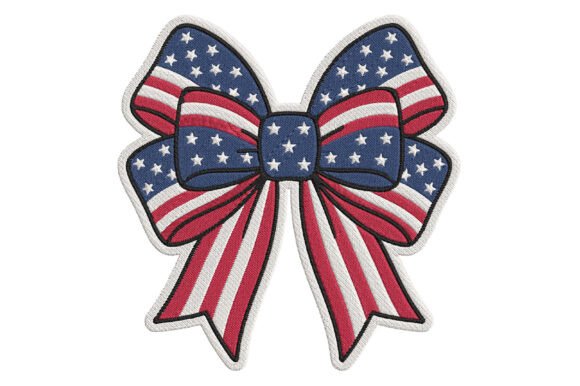 American Flag Bow Embroidery Design