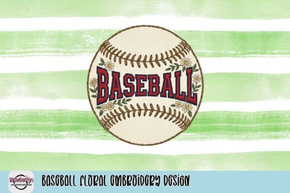Baseball Floral Embroidery Design