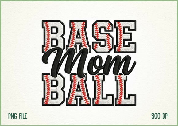 Baseball Mom Embroidery Style Design
