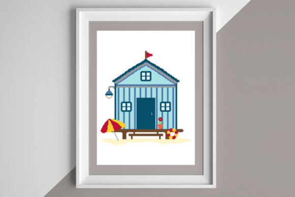 Beach Hut Cross Stitch Pattern