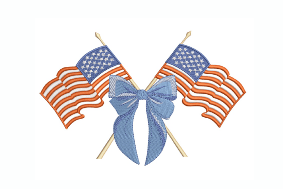 Coquette USA, Double Flag Bow Embroidery Design
