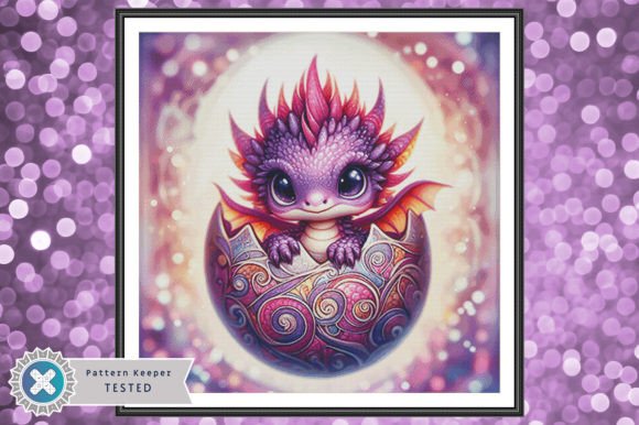 Cute Purple Dragon Cross Stitch Pattern