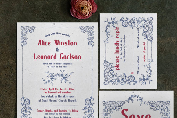 Embroidery Wedding Invitation Suite