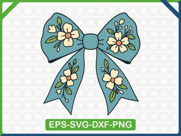 Floral Ribbon Bow Embroidery SVG Design
