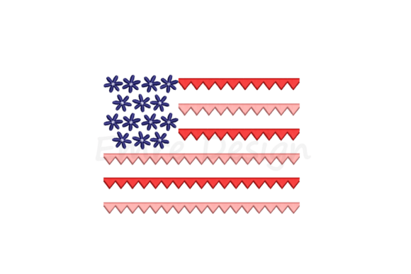 Floral USA Flag Embroidery Design
