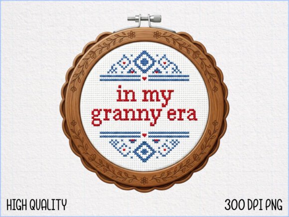 Funny Grandma Cross Stitch Design PNG