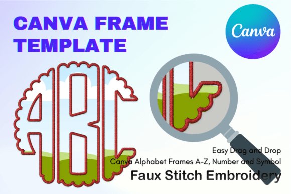 Monogram Faux Embroidery Canva Frame