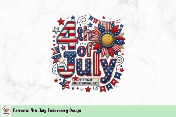 Patriotic 4th July Embroidery Design