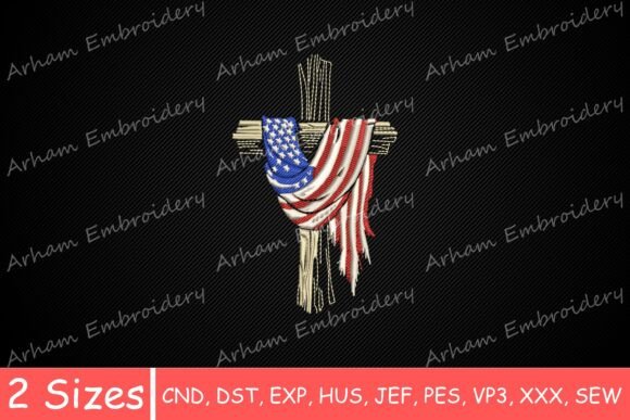 Patriotic Christian USA Flag Cross
