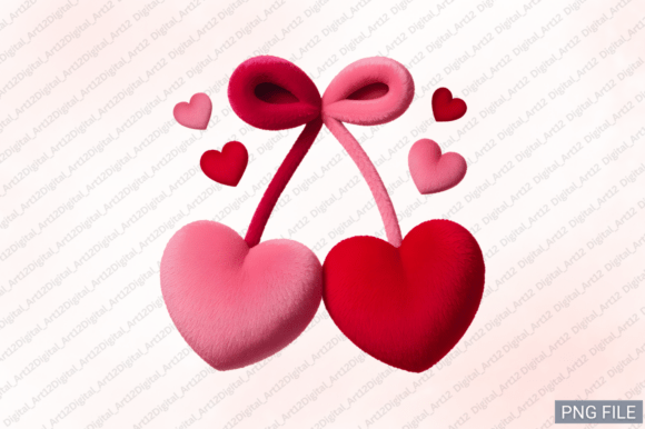 Plush Heart Cherries Embroidery Design