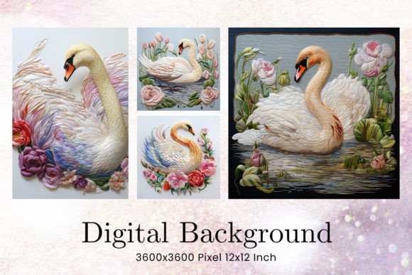Swan Embroidery Backgrounds Wallpaper